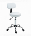 HOMCOM Rolling Stool with Backrest, Wheels, Faux Leather Salon Chair, White