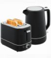 HOMCOM 1.7L 3000W Fast Boil Electric Kettle and 2 Slice Toaster Set, Black