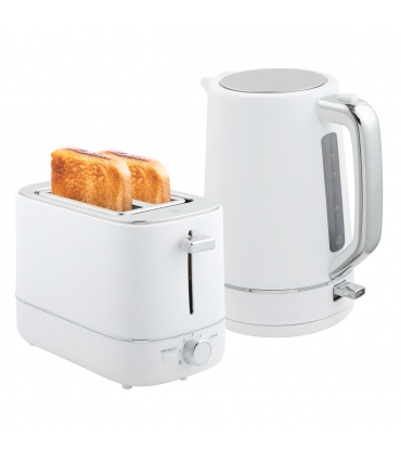 HOMCOM 1.7L 3000W Fast Boil Electric Kettle and 2 Slice Toaster Set, White
