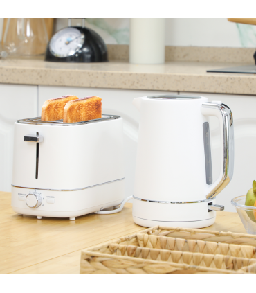 HOMCOM 1.7L 3000W Fast Boil Electric Kettle and 2 Slice Toaster Set, White