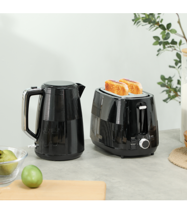 HOMCOM 1.7L Fast Boil Electric Kettle and 2 Slice Water Toaster Set, Black