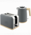HOMCOM 1.7L Electric Fast Boil Kettle and 2 Slice Toaster Set, Grey