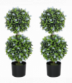 HOMCOM Set of 2 Potted Artificial Plants with Lavender Flowers, Blue
