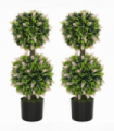 HOMCOM Set of 2 Potted Artificial Plants with Lavender Flowers, Pink