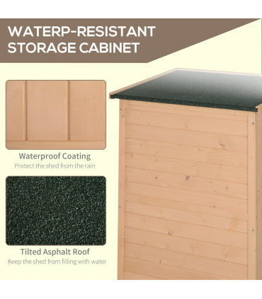 Garden Shed Outdoor Tool Storage w/ 2 Shelve 75 x 56 x115cm Natural