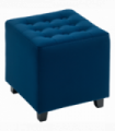 HOMCOM Square Footstool Small Ottoman with Wood Legs for Bedroom Blue