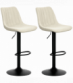 HOMCOM Bar Stools Set of 2 Adjustable Swivel Bar Chairs with Backrest Beige