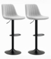 HOMCOM Bar Stools Set of 2 Adjustable Swivel Bar Chairs with Backrest Grey