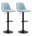 HOMCOM Bar Stools Set of 2 Adjustable Swivel Bar Chairs with Backrest Blue