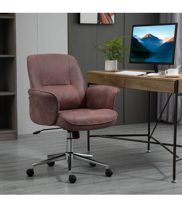 Office Chair Red Microfibre 67L x 69W x 102H cm Swivel Wheels Tilt Function