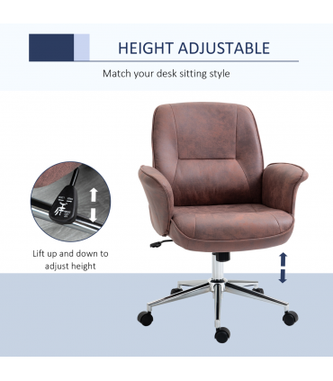 Office Chair Red Microfibre 67L x 69W x 102H cm Swivel Wheels Tilt Function