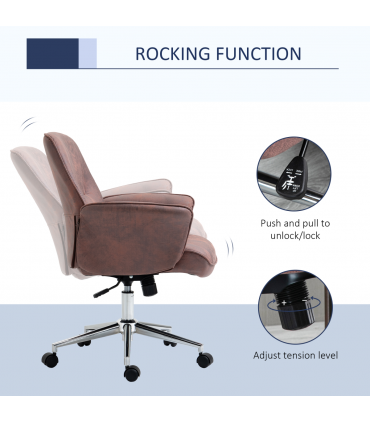 Office Chair Red Microfibre 67L x 69W x 102H cm Swivel Wheels Tilt Function
