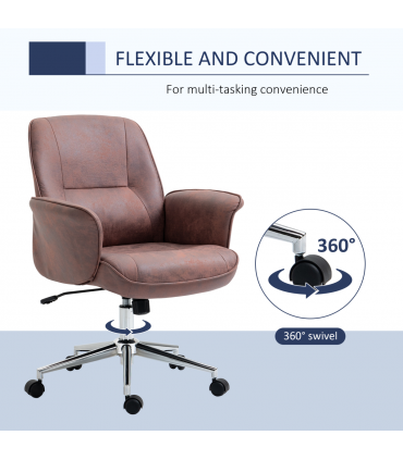 Office Chair Red Microfibre 67L x 69W x 102H cm Swivel Wheels Tilt Function