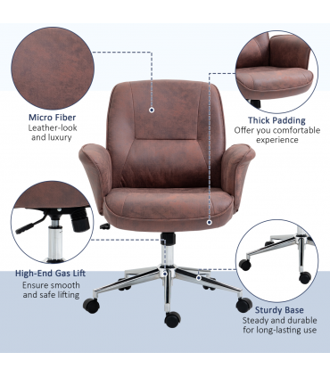 Office Chair Red Microfibre 67L x 69W x 102H cm Swivel Wheels Tilt Function