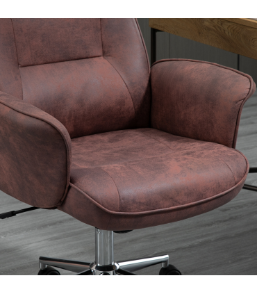 Office Chair Red Microfibre 67L x 69W x 102H cm Swivel Wheels Tilt Function