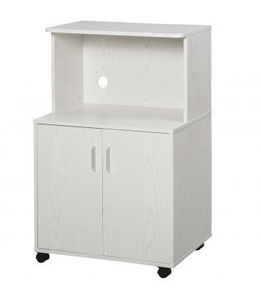 Microwave Cart on Wheels Utility Trolley 97x60.4x40.3cm, White