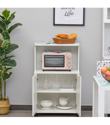 Microwave Cart on Wheels Utility Trolley 97x60.4x40.3cm, White