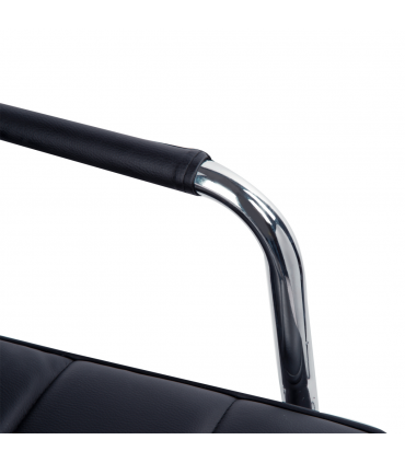 Desk Chair Mid Back PU Leather Swivel Arm Wheel Black 84-99cm Adjustable Height