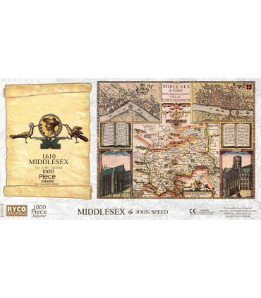Middlesex Historical Map 1000 Piece Jigsaw Puzzle (1610)