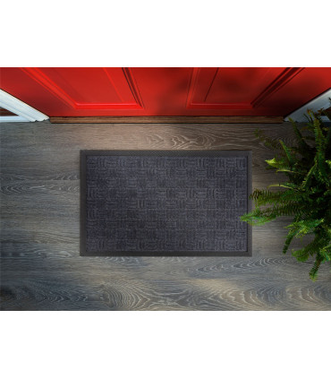 Millbrook Cross Embossed Backed Polypropylene 45x75cm Grey Doormat