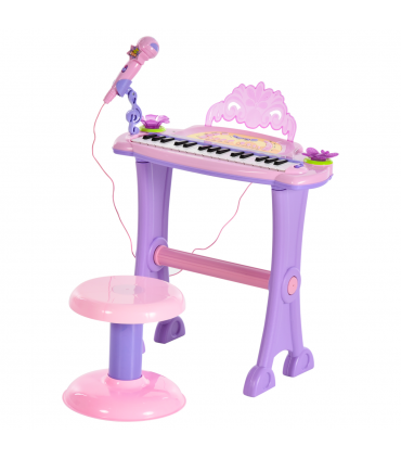 Mini Battery Organ Piano Microphone Stool 32 Key Keyboard Kids Toy