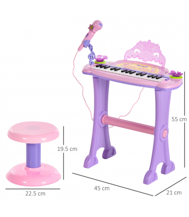 Mini Battery Organ Piano Microphone Stool 32 Key Keyboard Kids Toy