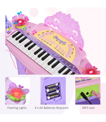 Mini Battery Organ Piano Microphone Stool 32 Key Keyboard Kids Toy