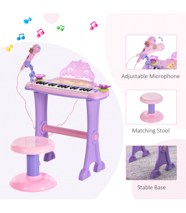 Mini Battery Organ Piano Microphone Stool 32 Key Keyboard Kids Toy