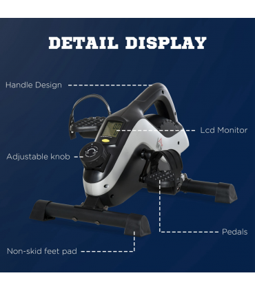 Mini Exercise Bike 8 Levels Magnetic Resistance Leg Fitness LCD Display HOMCOM