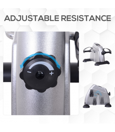 Mini Exercise Bike Portable Pedal Manual Machine Indoor Fitness Silver HOMCOM