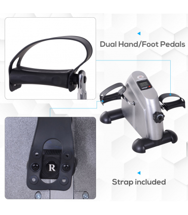 Mini Exercise Bike Portable Pedal Manual Machine Indoor Fitness Silver HOMCOM