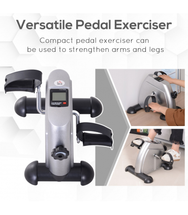 Mini Exercise Bike Portable Pedal Manual Machine Indoor Fitness Silver HOMCOM