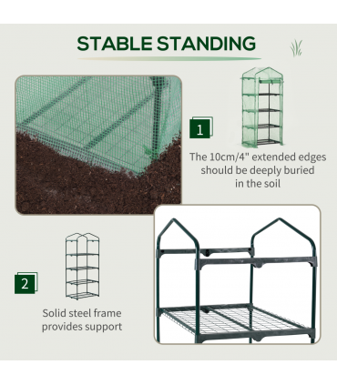 Mini Greenhouse 4-Tier Portable Plant House Shed w/ PE Cover, Green Outsunny