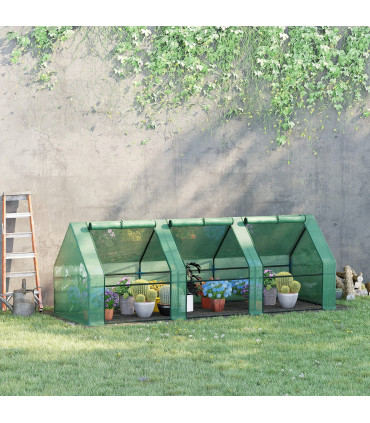 Mini Greenhouse Garden Planter Zipper Doors Portable 270 x 90 x 90cm