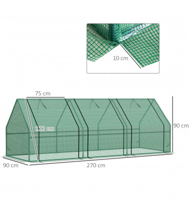 Mini Greenhouse Garden Planter Zipper Doors Portable 270 x 90 x 90cm
