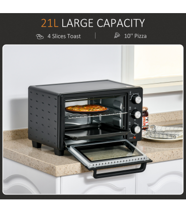 Mini Oven, 21L Grill, Toaster Timer, Baking Tray and Wire Rack, 1400W