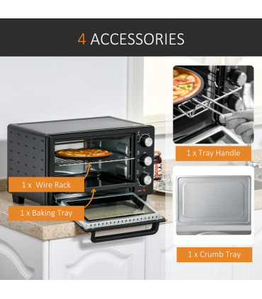Mini Oven, 21L Grill, Toaster Timer, Baking Tray and Wire Rack, 1400W