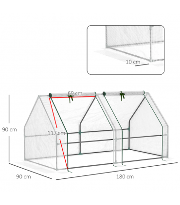Greenhouse Poly tunnel Steel White 180L x 90W x 90Hcm Mini Small for Plants