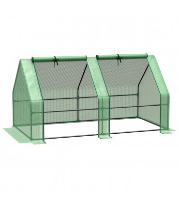 Mini Small Greenhouse Steel Frame & PE Cover & Zip Window 180x90x90cm