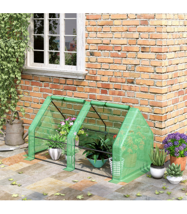 Mini Small Greenhouse Steel Frame & PE Cover & Zip Window 180x90x90cm