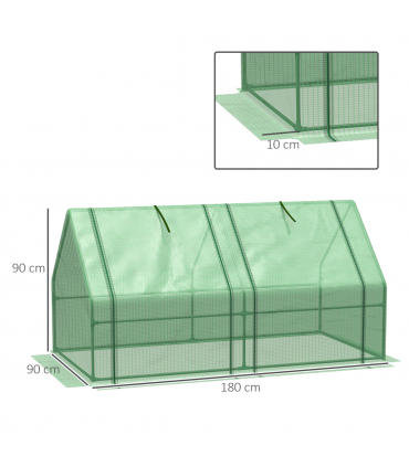 Mini Small Greenhouse Steel Frame & PE Cover & Zip Window 180x90x90cm
