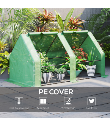 Mini Small Greenhouse Steel Frame & PE Cover & Zip Window 180x90x90cm