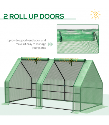 Mini Small Greenhouse Steel Frame & PE Cover & Zip Window 180x90x90cm