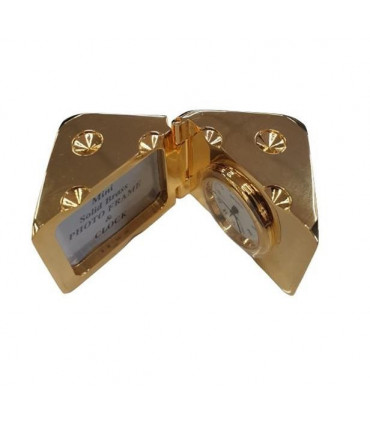 Miniature Clock Gold Plated Dice with photo frame Solid Brass IMP71 - CLEARANCE NEEDS RE-BATTERY