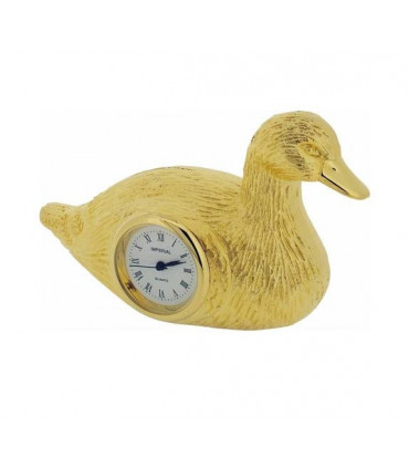 Miniature Clock Gold Plated Duck Solid Brass IMP92 - CLEARANCE NEEDS RE-BATTERY