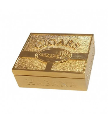 Miniature Clock Gold Plated Habana Cigar Solid Brass IMP72 - CLEARANCE NEEDS RE-BATTERY