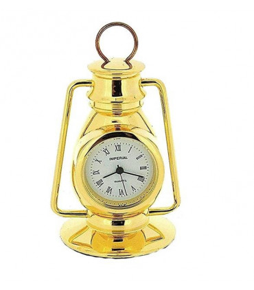 Miniature Clock Gold Plated Metal Hurricane Lamp Solid Brass IMP77 - CLEARANCE NEEDS RE-BATTERY
