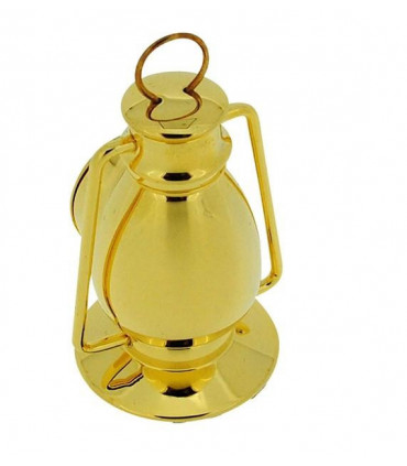 Miniature Clock Gold Plated Metal Hurricane Lamp Solid Brass IMP77 - CLEARANCE NEEDS RE-BATTERY
