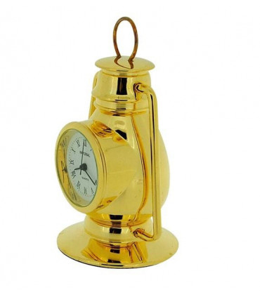 Miniature Clock Gold Plated Metal Hurricane Lamp Solid Brass IMP77 - CLEARANCE NEEDS RE-BATTERY