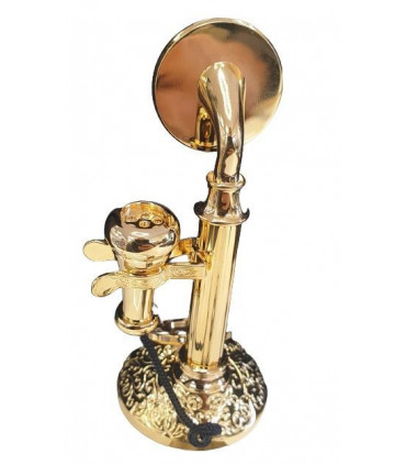 Miniature Clock Gold Plated Candlestick Telephone Solid Brass IMP97 - CLEARANCE NEEDS RE-BATTERY